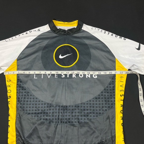 Nike Livestrong Men Cycling Jersey 2XL Black/White/Yellow Short Sleeve Fitted A4 - Picture 6 of 7